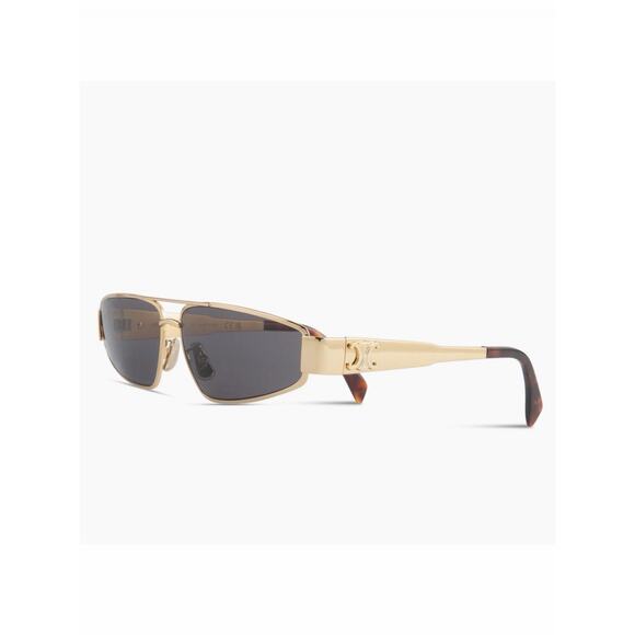 NEW!! CELINE CL40318U 30A Gold Metal Frame Sunglasses Gray Lenses Authentic